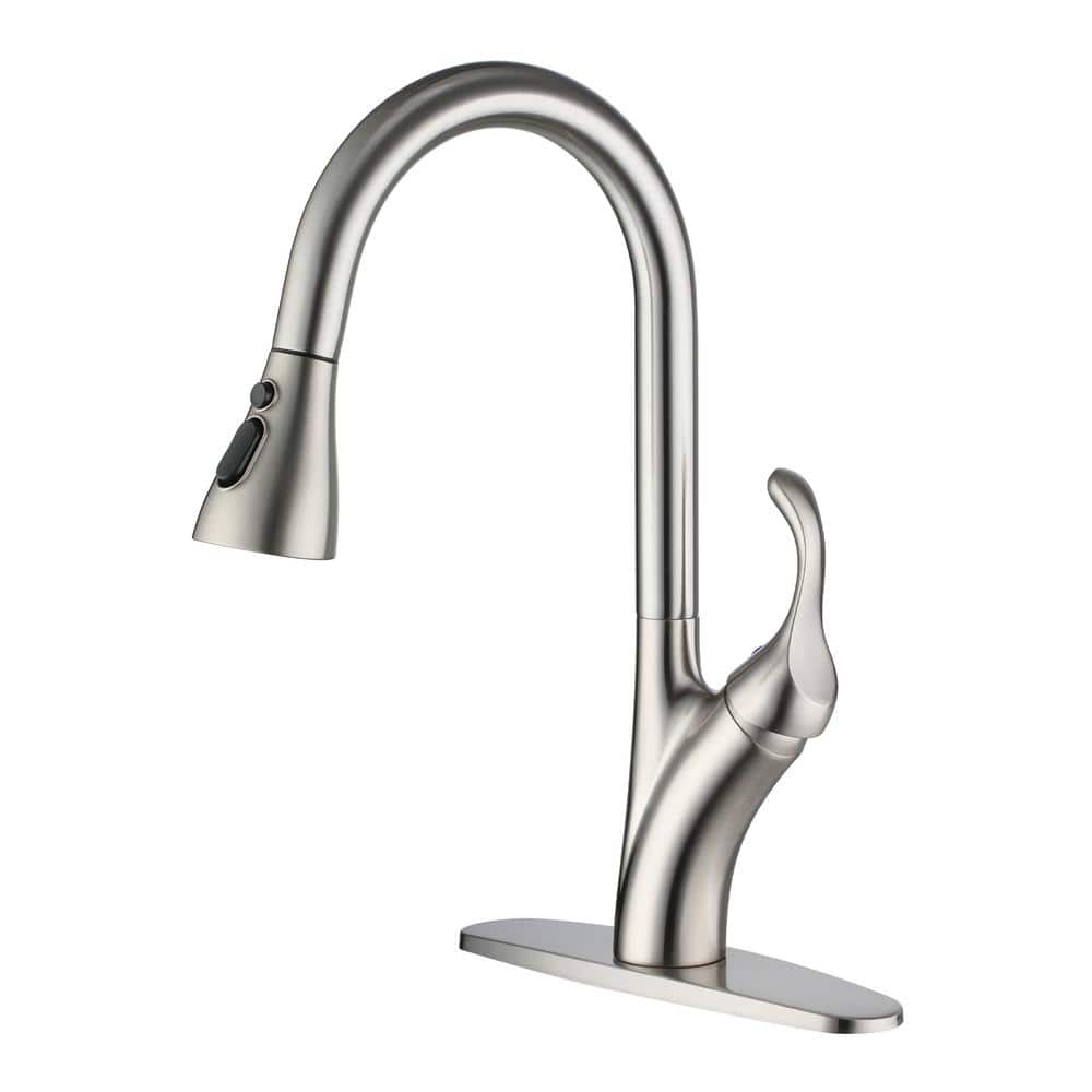 Stainless Steel Single Handle Pull Down Sprayer Kitchen Faucet with 3-Spray