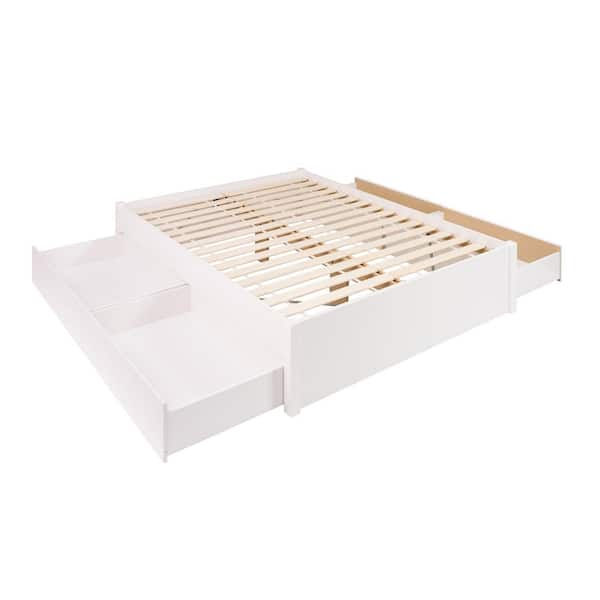 Prepac Select White Queen 4-Post Platform Bed with 4-Drawers