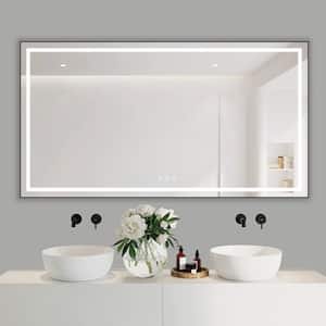 72 in. W x 48 in. H Rectangular Framed LED Antifog High Lumen Wall Mount Bathroom Vanity Mirror with Memory Function