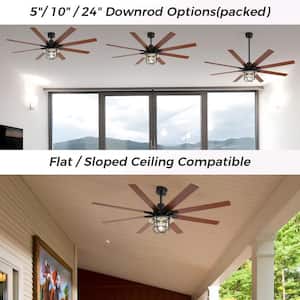 66 in. Indoor/Outdoor Black Ceiling Fan with DC Motor and Remote Control