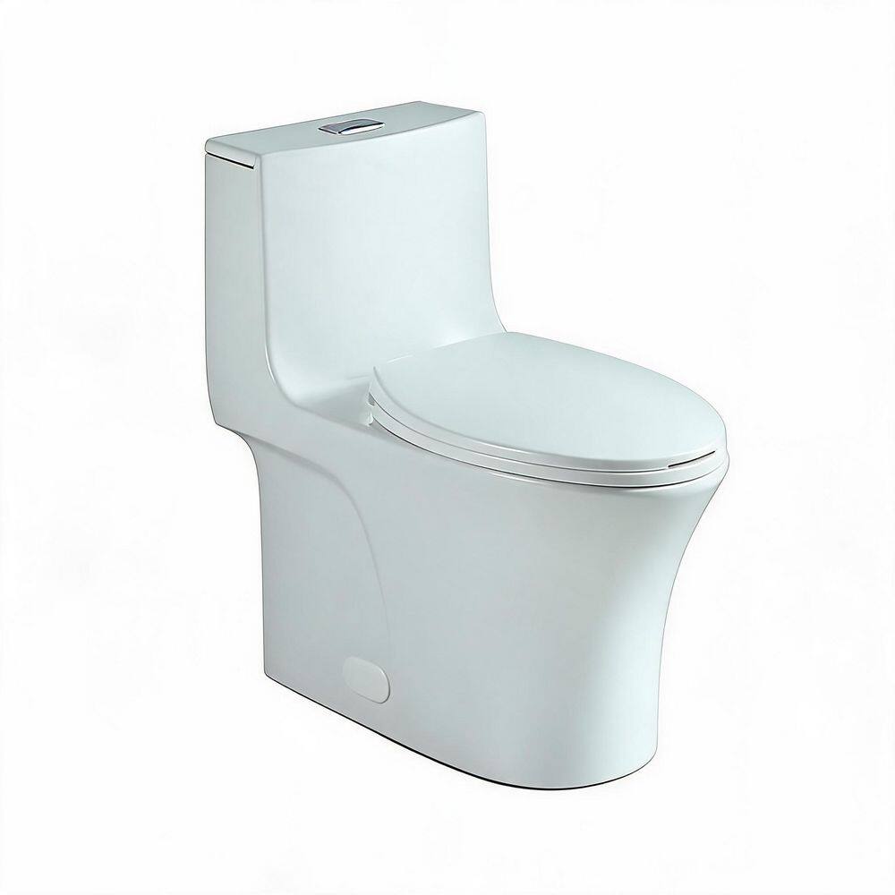 12 in. 1-Piece 1.1/1.6 GPF Dual-Flush Elongated Comfort-Height Toilet in Glossy White with Soft-Close Seat price history on PriceWatchPro