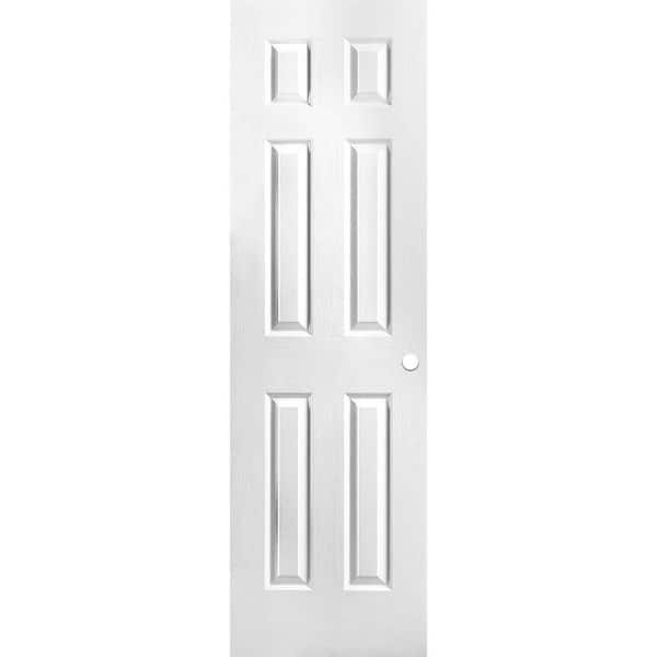 Masonite 24 in. x 80 in. Textured 6-Panel Bored Hollow Core Painted Composite Interior Door Slab with Bore