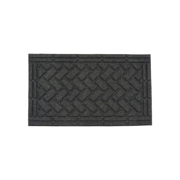 Brick Graphite 2 ft x 3 ft synthetic fiber Door Mat area rug