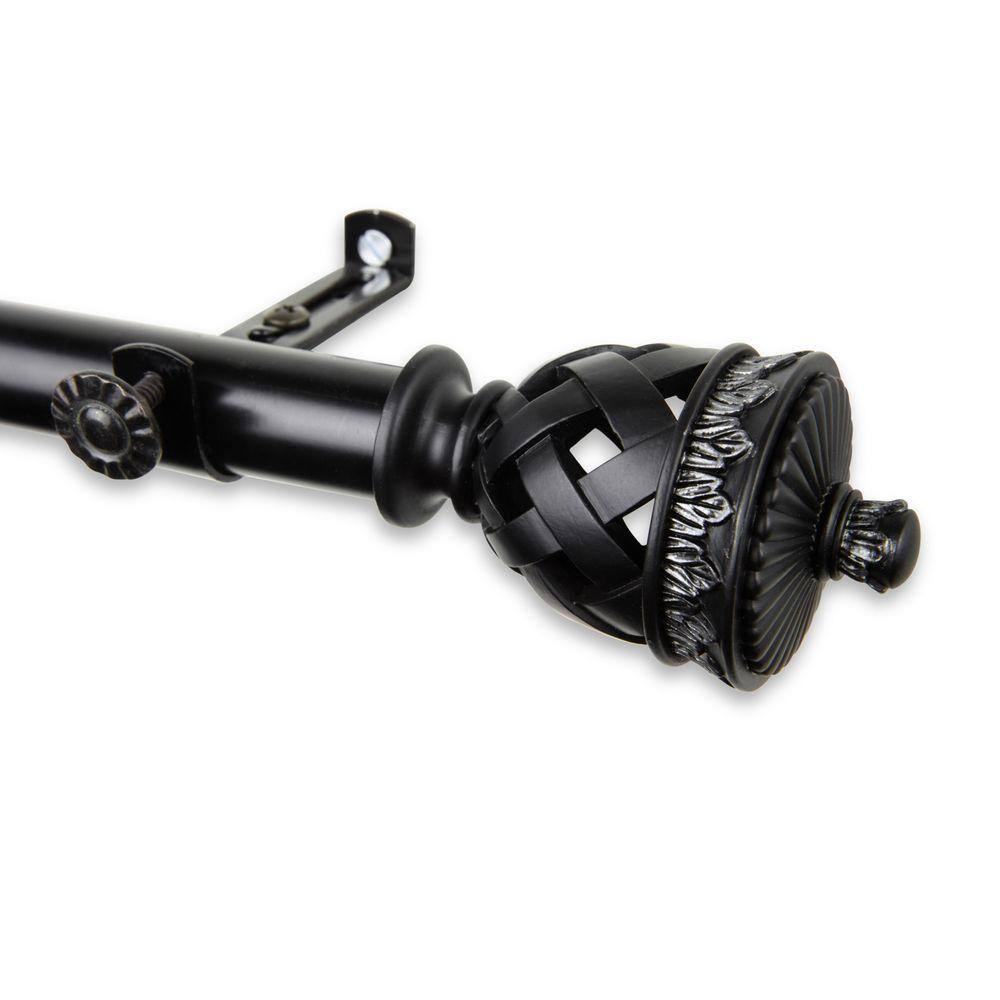 48 in. - 84 in. Telescoping Single Curtain Rod Kit in Black with Arielle Finial price history on PriceWatchPro
