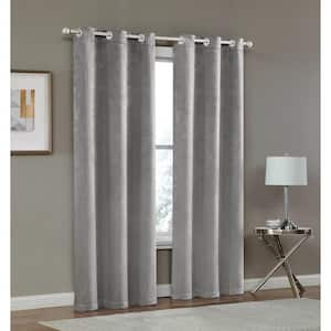 Times Square Taupe 3 Layer Blackout 76 in. x 96 in. Grommet Panel Pair Blackout Curtains