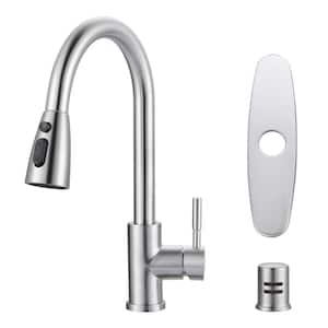 Single Handle Pull Down Sprayer Kitchen Faucet with 3-Mode Sprayer and Air Gap Kit in Brushed Nickel