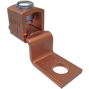 Copper Mechanical Lug Offset, Conductor Range 2-8, 1 Port, 1-Hole, 1/4 in. Bolt Size (12-Pack)