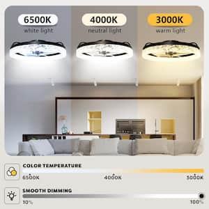 20 in. Indoor Modern Black Crystal Flush Mount Ceiling Fan with Light, Dimmable Small LED Ceiling Fan