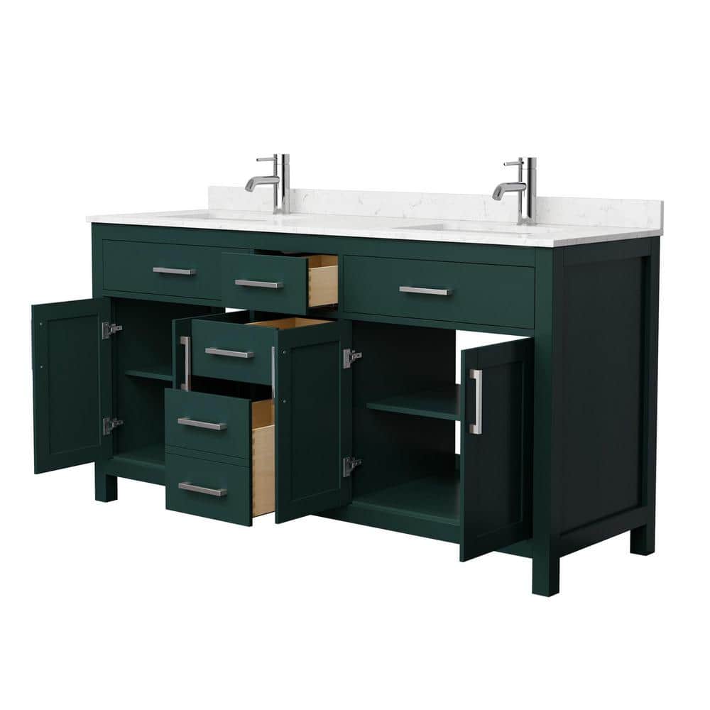 Beckett Green 66'' Freestanding Double Bathroom Vanity with Marble Top