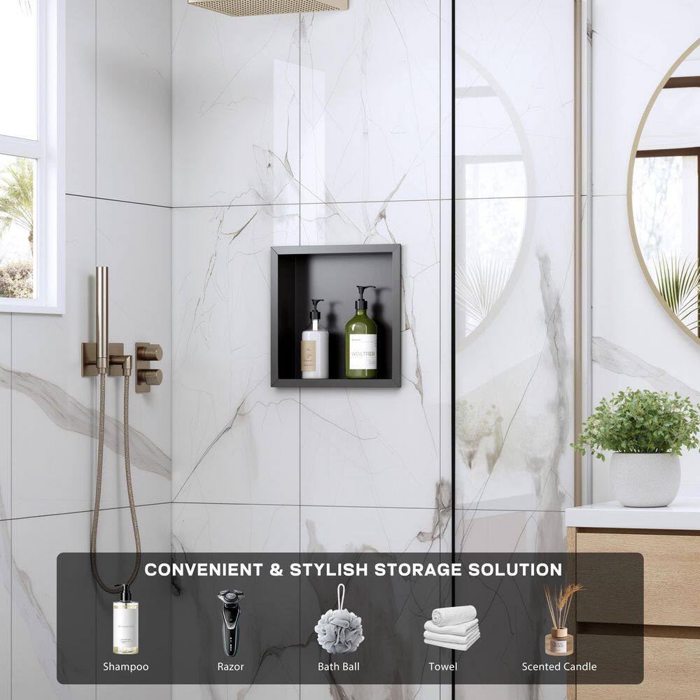24 in. W x 12 in. H x 4 in. D Waterproof Recessed Shower Niche Space-Saving Storage Shelf in Matte Black, No Tile Needed price history on PriceWatchPro