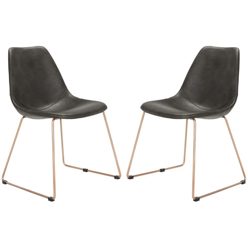 Dorian Grey and Copper Leather Dining Chair Set