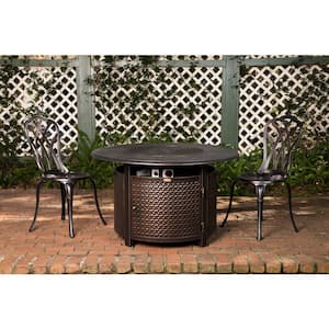 Weyland 44 in. x 24 in. Round Aluminum Propane Fire Pit Table in Antique Bronze
