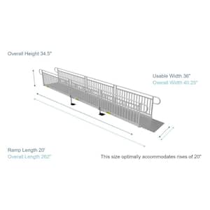PATHWAY 3G 20 ft. Wheelchair Ramp Kit with Solid Surface Tread and Vertical Picket Handrails