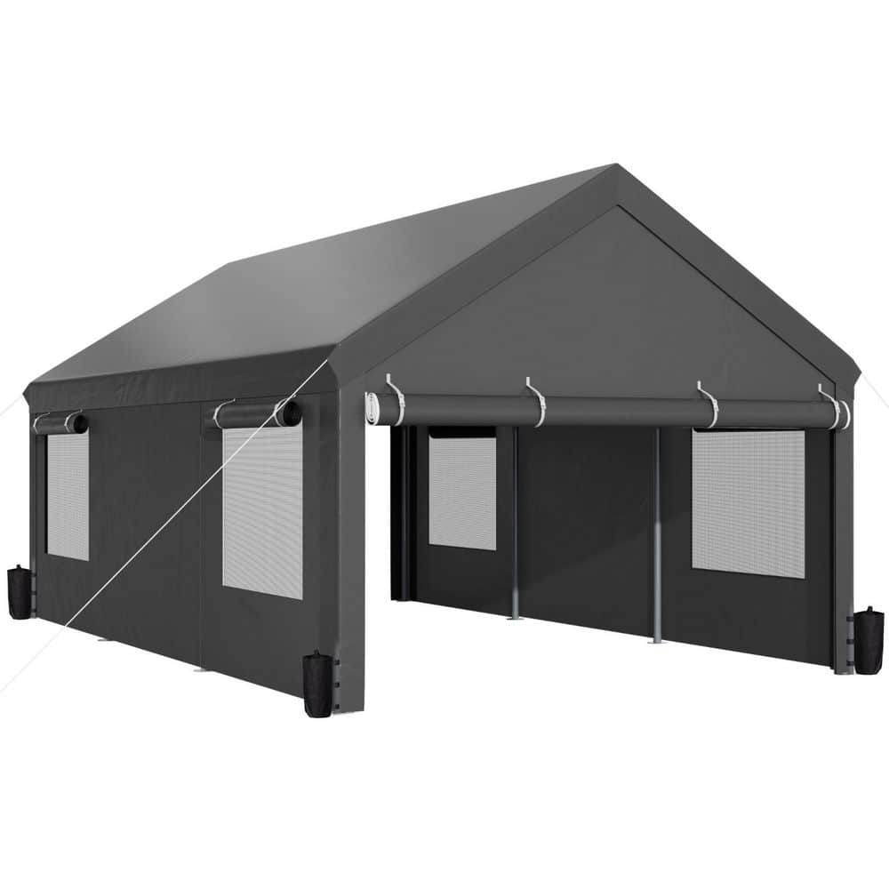 Celebalcony 12 ft. W x 20 ft. D Metal Frame Carport Canopy with