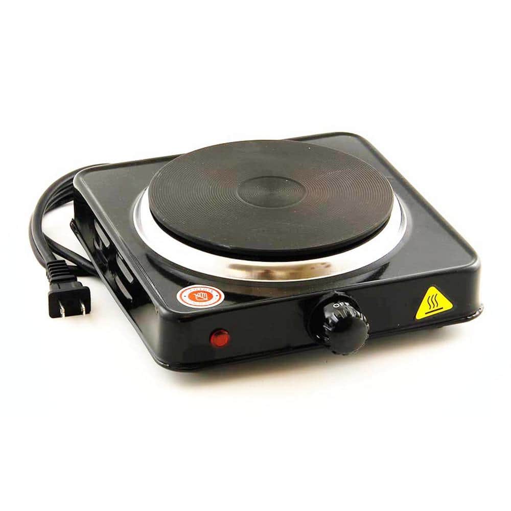 Compact Black Aluminum Electric Single Burner Hot Plate