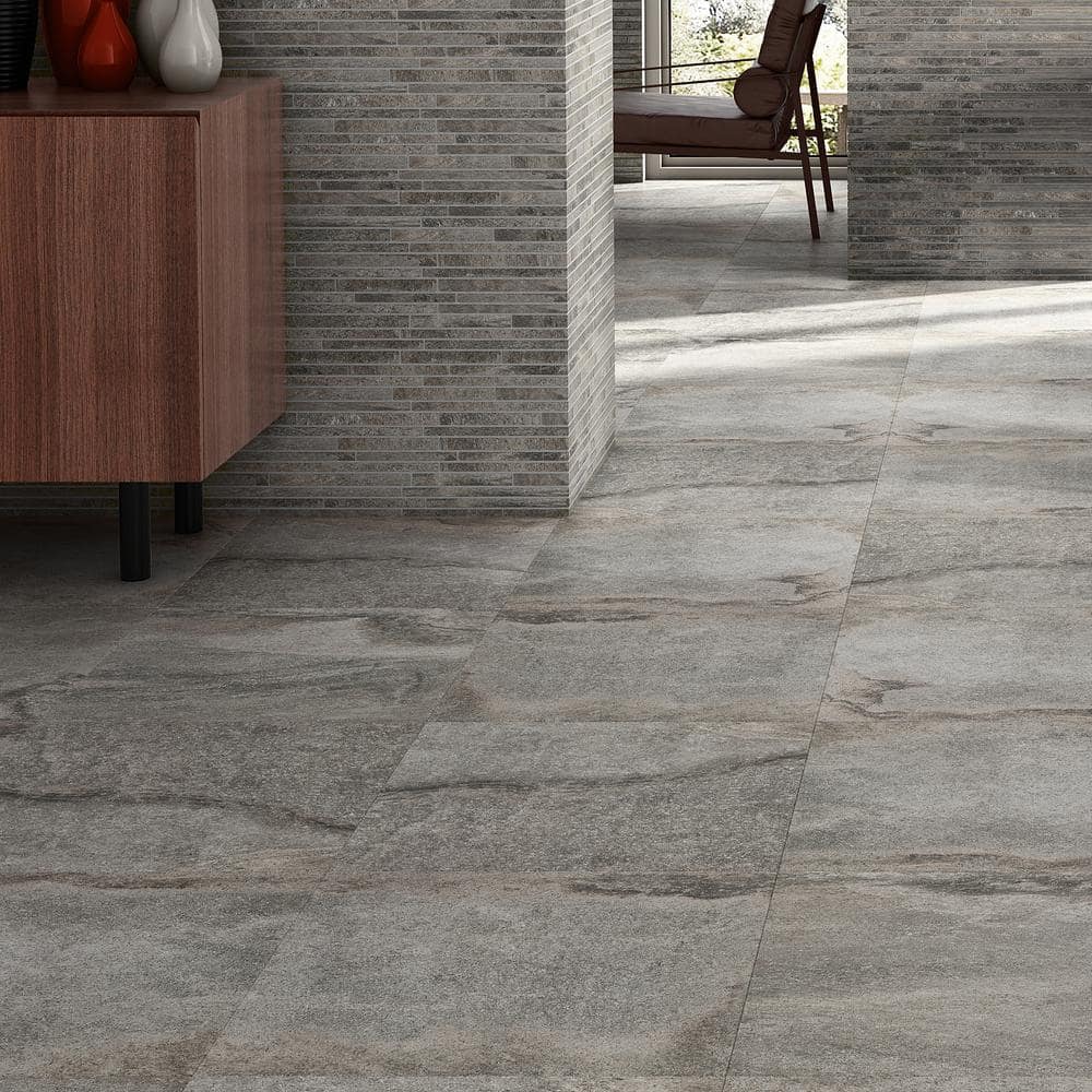 Dominion Large Format Gray Matte Porcelain Floor and Wall Tile