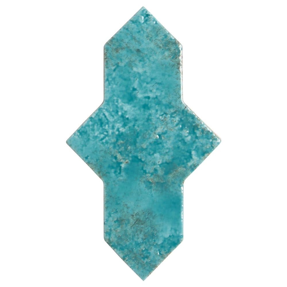 Elara Cruz Lagoon Blue 4.48 in. x 0.43 in. Glossy Textured Porcelain Floor and Wall Tile Sample price history on PriceWatchPro