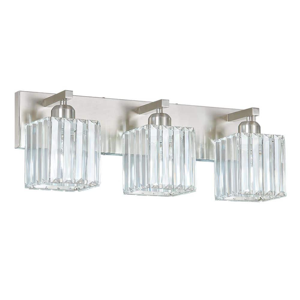 Home Lighting 20.47 in. 3-Light SandNickel Crystal Modern Bathroom Vanity Light Bathroom Wall Light Fixtures（JW-002） price history on PriceWatchPro