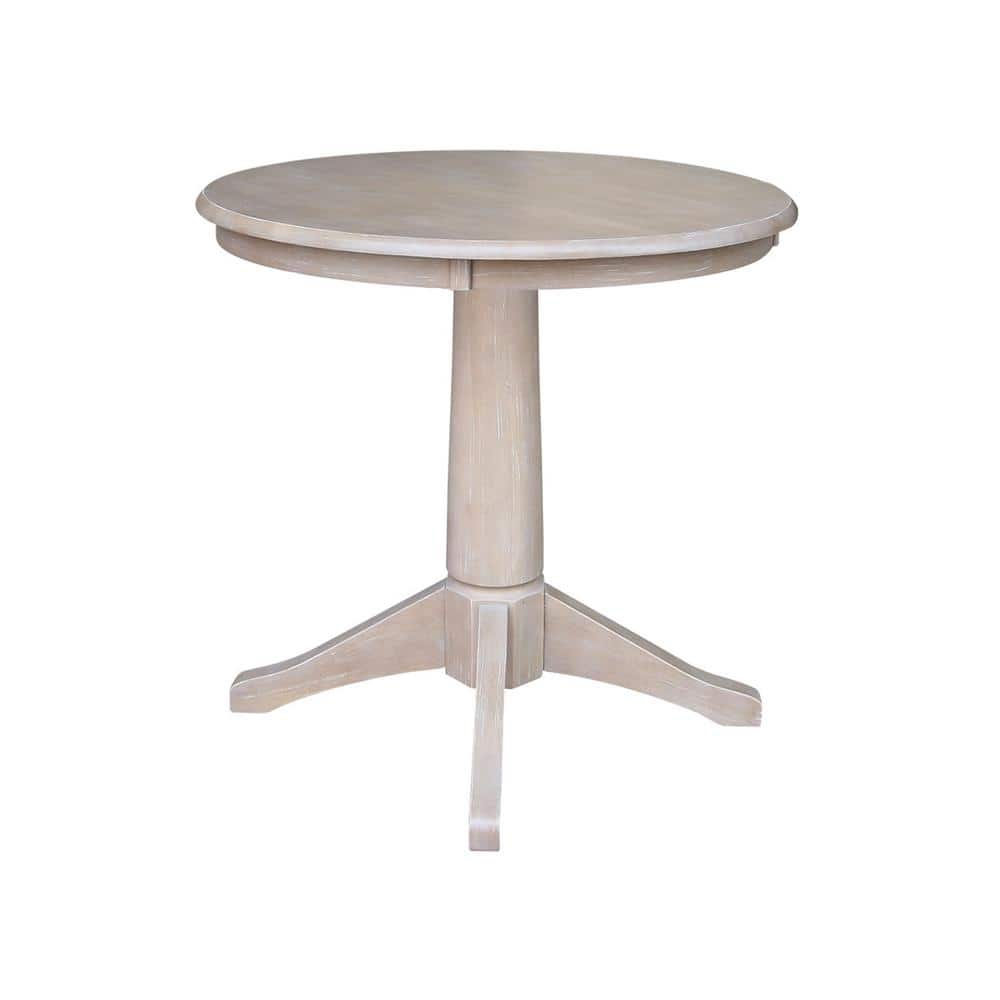 Elegant French Country Round Pedestal Dining Table in Weathered Gray