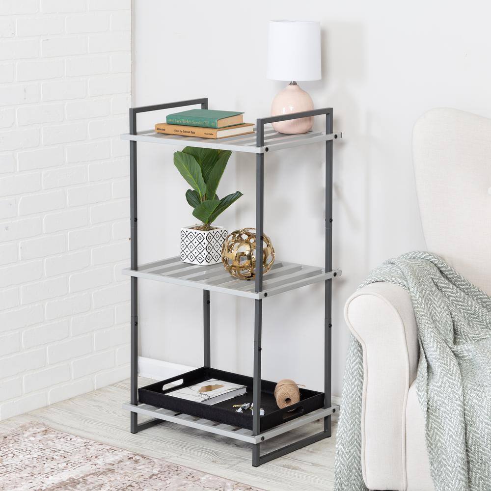 Gray 3-Tier Metal Tubular Bathroom Shelf