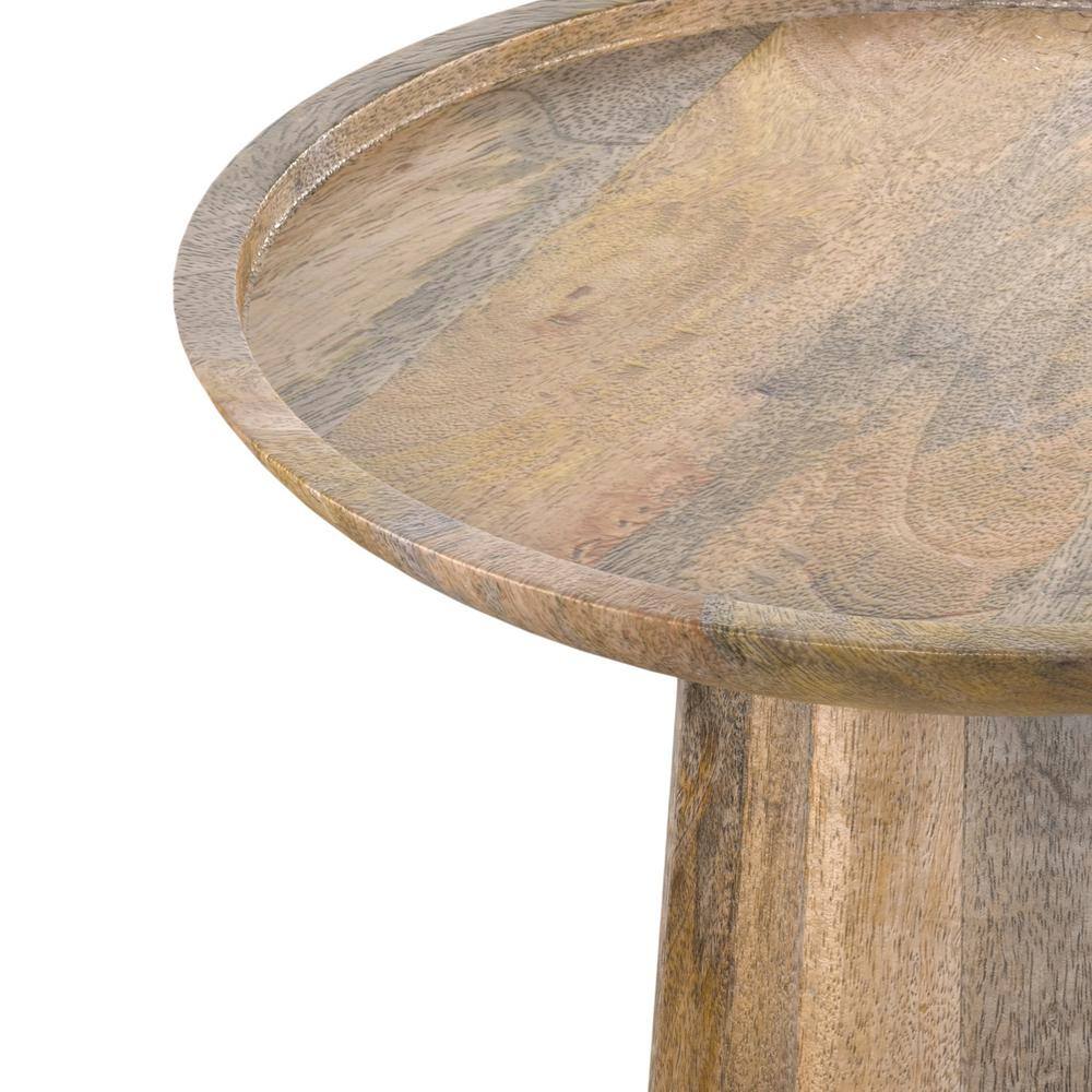 Natural Mango Wood 13-Inch Round Contemporary Accent Table