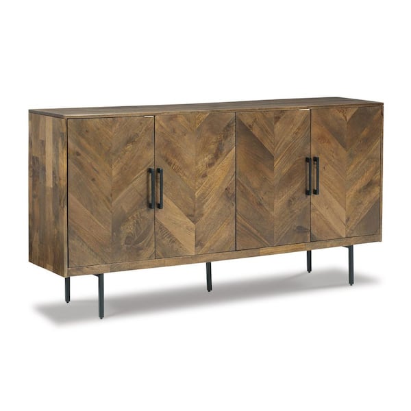 Prattville Brown 36 in. H Accent Cabinet with 2 Shelves and 4 Doors