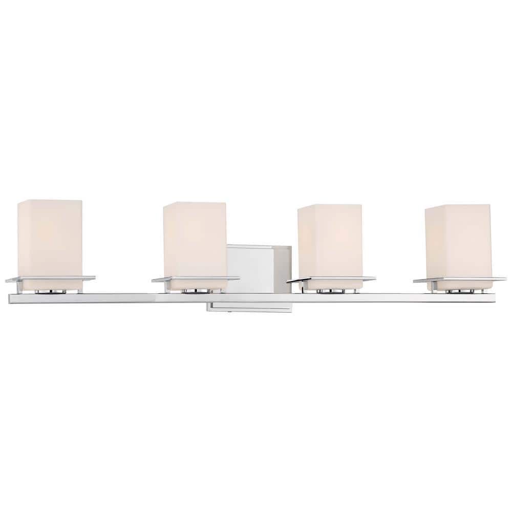 Tournee Chrome 4-Light Bath Vanity with Etched Opal Glass