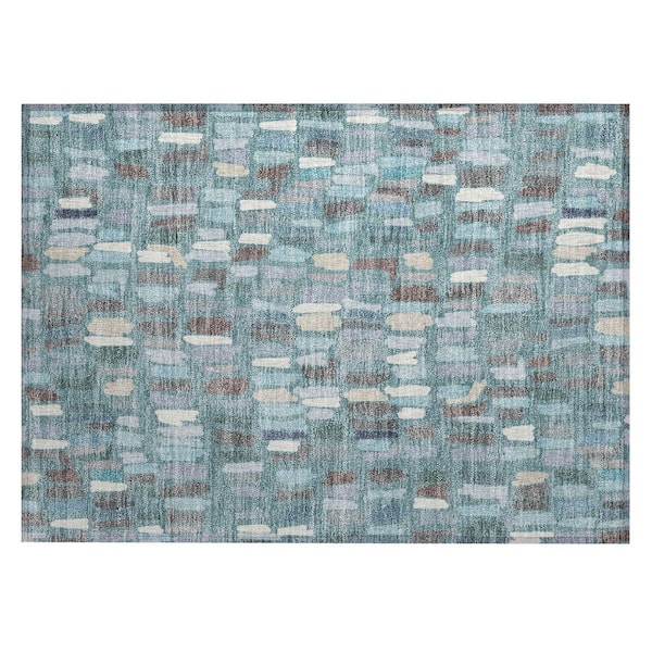 Chantille Machine Washable Indoor/Outdoor Abstract ACN2377 Teal 2 ft. x 3 ft. Accent Rug