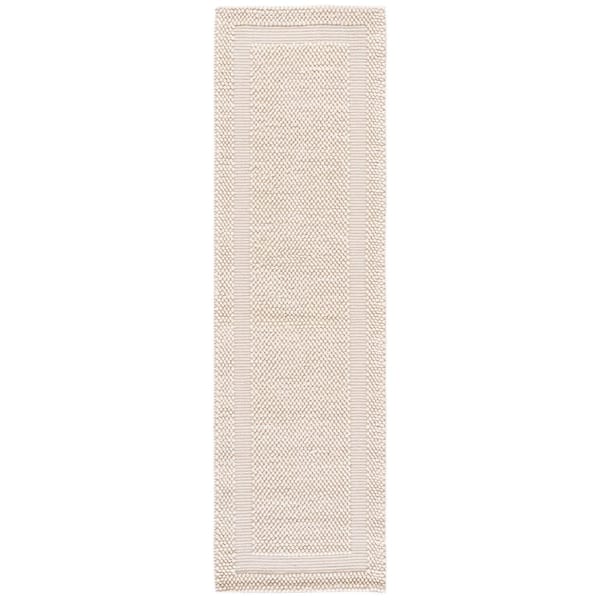 Natura 2 ft. x 8 ft. Ivory High-Low Border Runner Rug