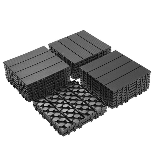 Afoxsos 1 ft. x 1 ft. Gray Plastic Interlocking Deck Tiles for Poolside, Backyard, Waterproof, All Weather (44-Pack)