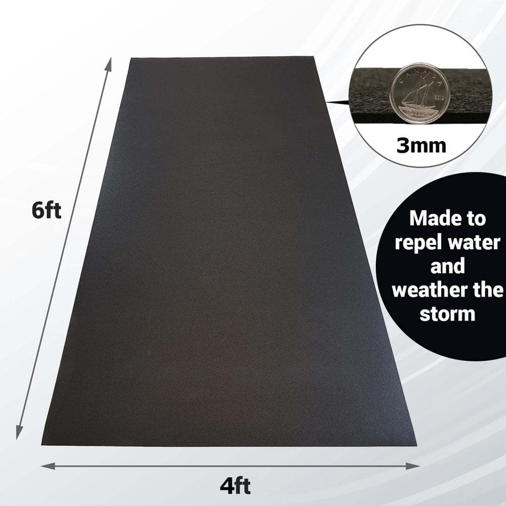 Black Recycled Rubber Indoor/Outdoor Fitness Mat 72" x 48"