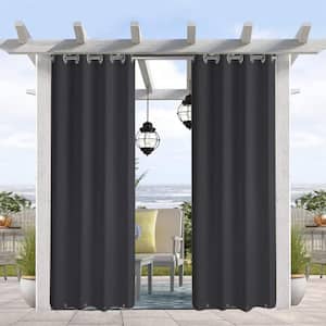 50" W x 108" L Grommets on Top and Bottom, Privacy Panel Drapery for Patio Porch Gazebo Cabana, Dark Gray