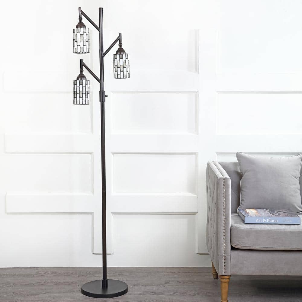 Lewis 71" Bronze Multi-Light Stained Glass Floor Lamp