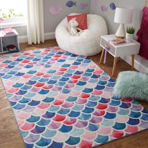 Mermaid Scales Pink 5 ft. x 8 ft. Whimsical Area Rug