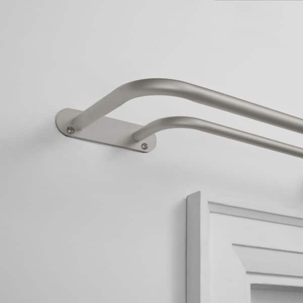 Fetter 83.5 in. - 120 in. Adjustable 3/4 in. Double Curtain Rod Kit in Matte Silver with Finial