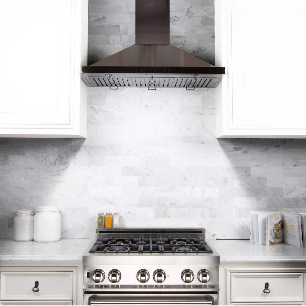 30-Inch Black Stainless Steel Convertible Wall Mount Range Hood