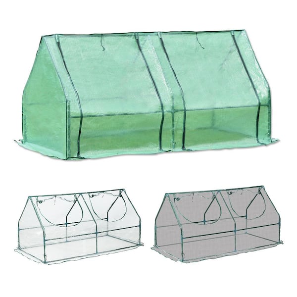 Aoodor 6 ft. W x 3 ft. D x 3 ft. H Portable Mini Greenhouse Kit with 2 Roll-up Zipper Doors, 3 Covers