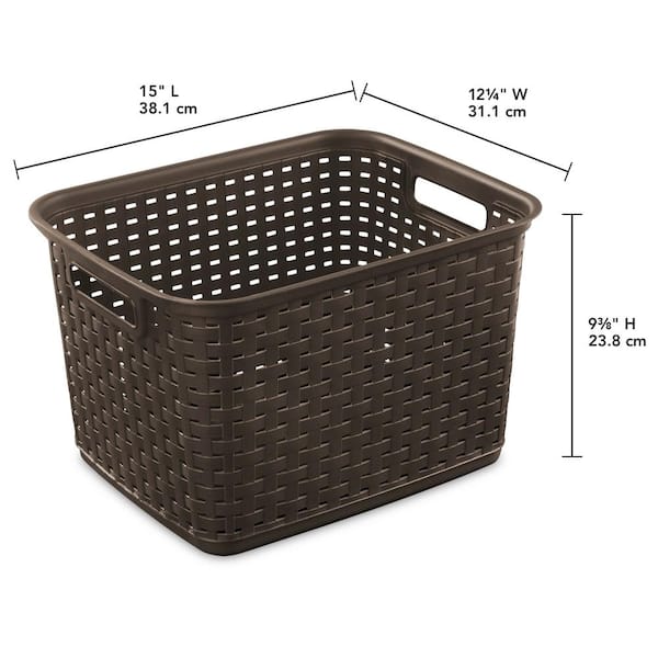 Sterilite 12.25 in. x 9.375 in. Tall Weave Plastic Basket in