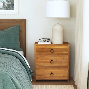 Lark 3-Drawer Natural Nightstand 28.0 in. H x 25.0 in. W x 16.0 in. D