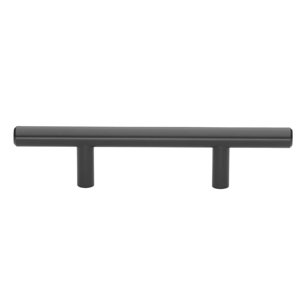 Matte Black Steel 6.13" Modern Bar Pull with Mounting Hardware