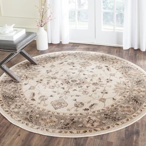 Vintage Stone/Mouse 6 ft. x 6 ft. Round Border Area Rug