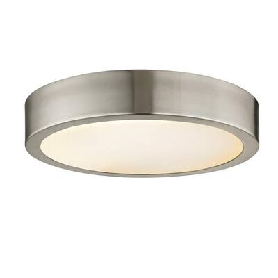 Cadence 60-Watt Equivalence Brushed Nickel Integrated LED Disc Flush Mount with Glass Shade