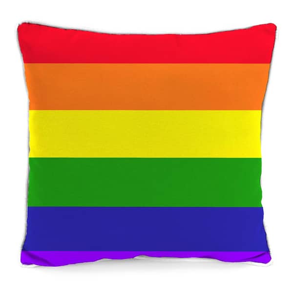 Jordan Manufacturing 16 in. L x 16 in. W x 4 in. T Outdoor Throw Pillow in Rainbow Stripe