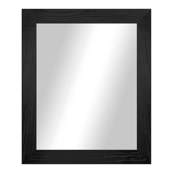 3 in Black Frame (30 in. W x 33 in. H) Oak Hardwood Rectangle Wall Mirror