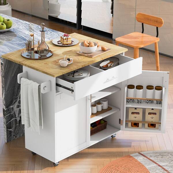 Reviews for Zeus & Ruta White Wood 39 in. W Kitchen Island with