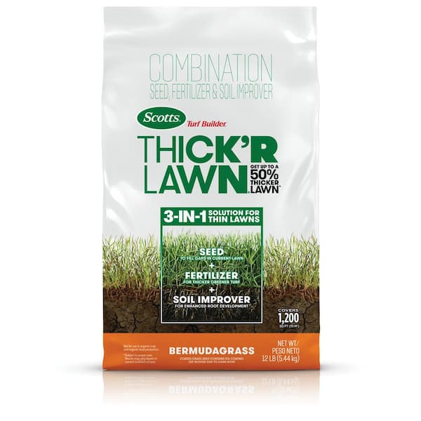 Scotts Turf Builder 12 lbs. 1,200 sq. ft. THICK'R LAWN Grass Seed, Fertilizer, and Soil Improver for Bermudagrass