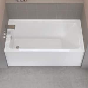 Tco 60 in. x 30 in. White Acrylic Alcove Soaking Bathtub with Left Drain, Apron Front, Tile Flange and Non-Slip Surface