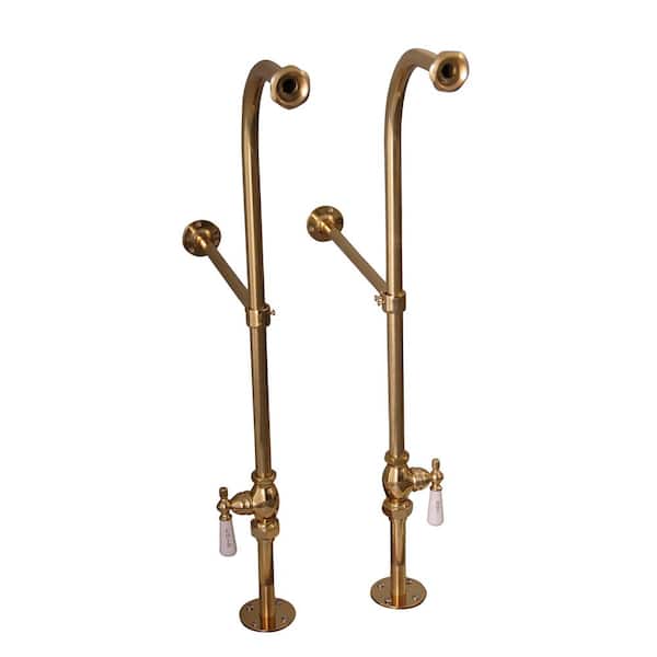 Pegasus 1/2 in. x 1/2 in. x 30 in. Polished Brass Freestanding Tub Hot and Cold Supply Line Set