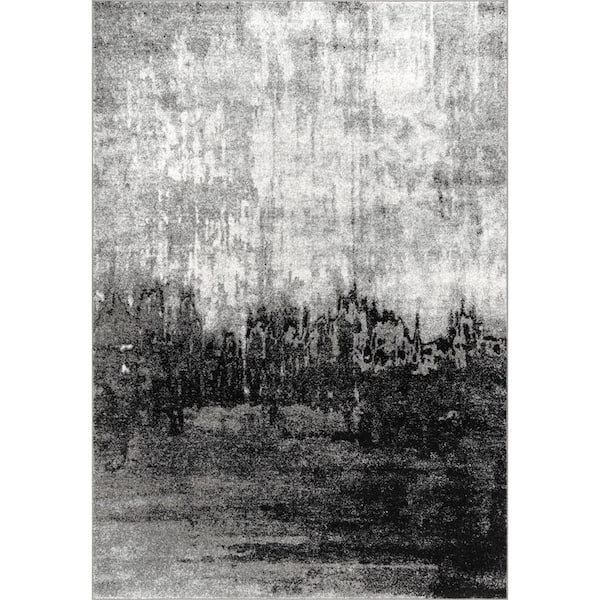 Alayna Abstract Black 4 ft. x 6 ft. Area Rug