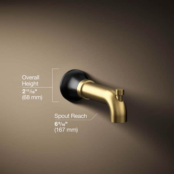 KOHLER Tone Wall-Mount Bath Spout with Diverter in Matte Black with Moderne Brass